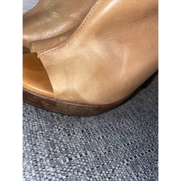 Diane Von Furstenberg DVF Mule 8.5 Leather Peep Toe Platform Chunky Boho Retro - Picture 7 of 16